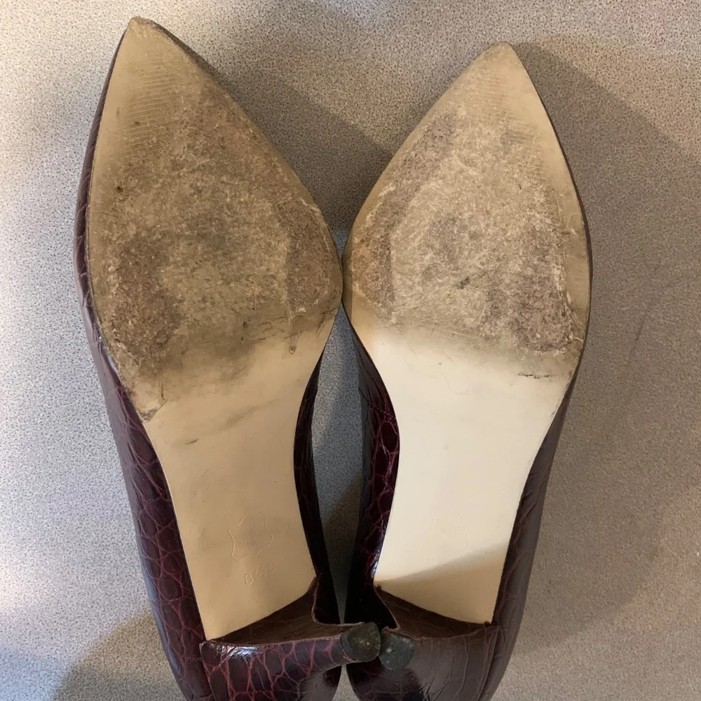 Talbots Burgundy Croc Print Leather Pumps sz 8.5 B